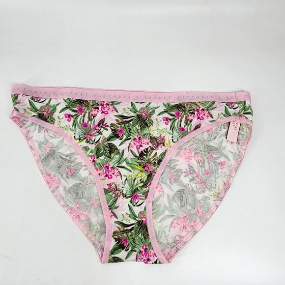 Victoria's Secret Bikini Bottom Floral Panty Size Large Pink Green Intimate Boho - Picture 1 of 4